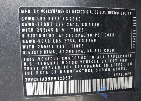 2023 Volkswagen Tiguan 2.0T Se R-Line Black z USA, uszkodzony, nr VIN 3VVCB7AX9PM128631